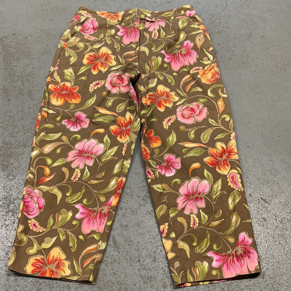 Talbots Floral Cotton Stretch Capris Size 8P